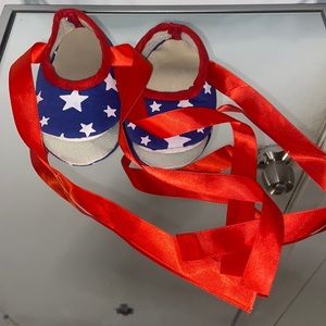 American flag shoes with silk ribbons